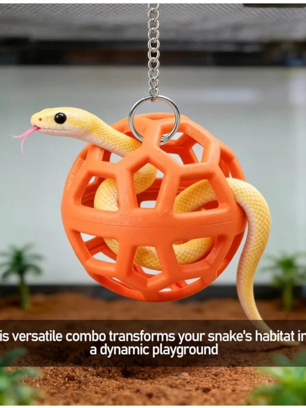 Snake Enrichment Toys Ball with Hammock, Jungle Gym Ball With Chain And S